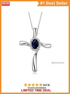 Sterling Silver Cross Necklace Gemstone Diamond Pendant 18" Chain